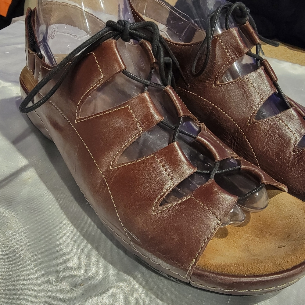 Wolky Lace-Up Sandals - Kite-Brown-Sz 8.5